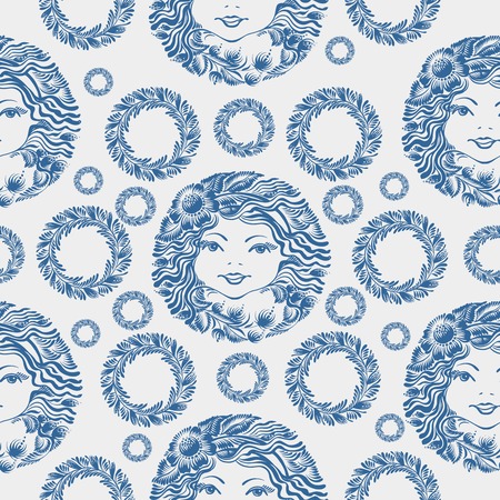 coloured seamless pattern with motive of flowerのイラスト素材