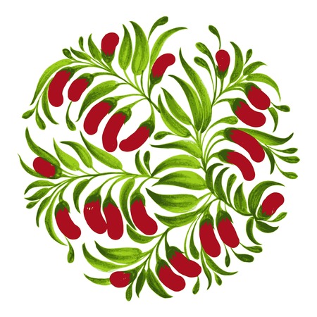 hand drawn illustration in Ukrainian folk styleのイラスト素材