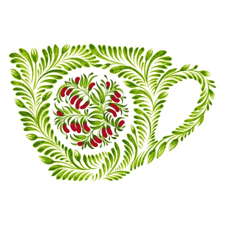 hand drawn illustration in Ukrainian folk styleのイラスト素材