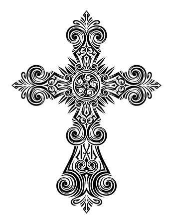 fully editable illustration of vintage cross, Image suitable for logo, design elements, printing on a T-shirt, as well as for all types of printing  のイラスト素材