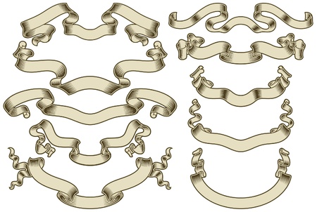 Vintage Ribbon Banners Setのイラスト素材