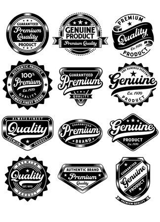 Set of Premium Quality and Genuine Vintage Labelsのイラスト素材
