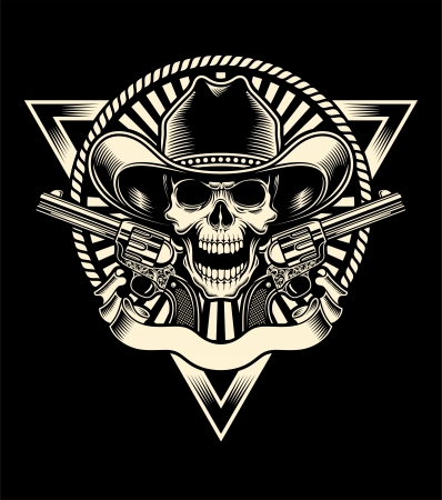 Sheriff Skull With Revolverのイラスト素材