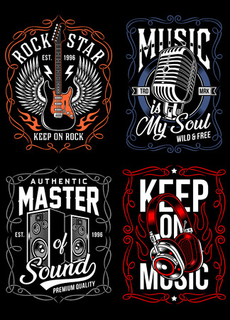 Music T-shirt Design Setのイラスト素材