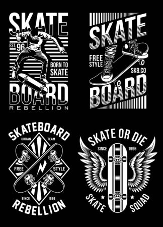 Skateboard T-shirt Designs Collectionのイラスト素材