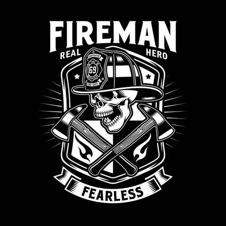 Fireman Skull With Crossed Axesのイラスト素材