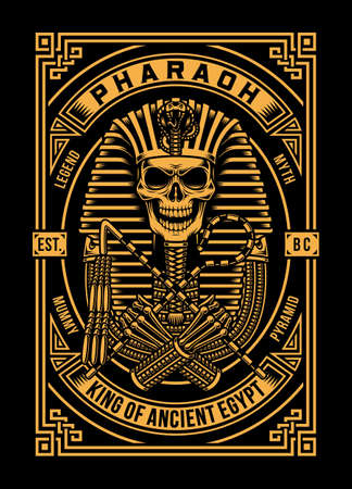 Pharaoh Skull Vector Illustration On Blackのイラスト素材