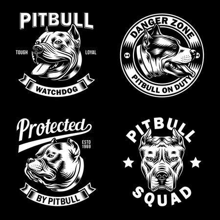 Collection of Pit Bull Emblem and Logo Vector Illustrationのイラスト素材