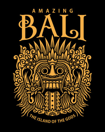 Traditional Balinese Mask Vector Illustration On Black,
Traditional Balinese Mask Graphic T-shirtのイラスト素材