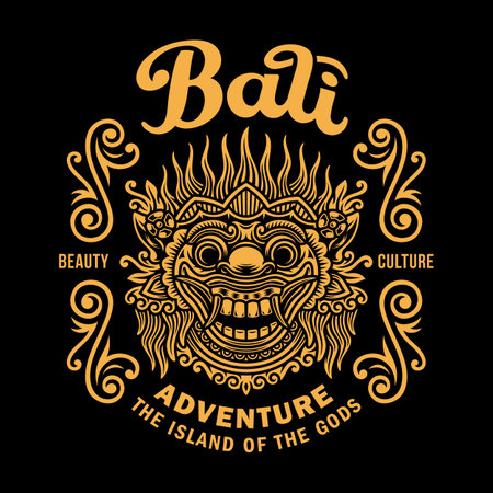 Traditional Balinese Mask Vector Graphic On Black,
Traditional Balinese Mask Graphic T-shirtのイラスト素材
