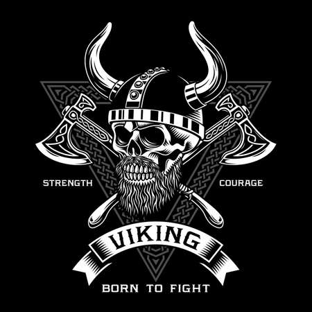 Bearded Viking Warrior Skull With Crossed Axes
Vector Illustrationのイラスト素材