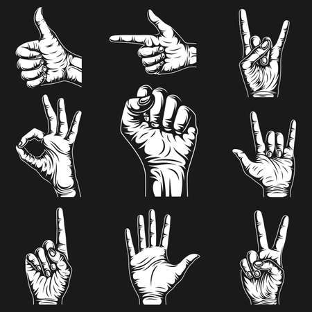 Hand Signs And Gestures Collection Vector Graphicのイラスト素材