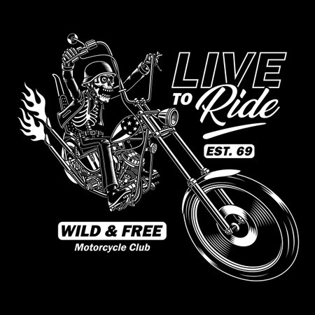 Skeleton Riding Motorcycle Vector Graphicsのイラスト素材