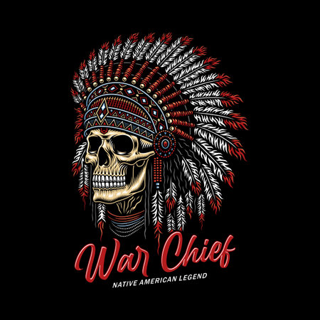 Native American Indian Chief Skull Vector Graphicのイラスト素材