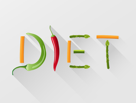 Digitally generated Diet spelled out with vegetables のイラスト素材