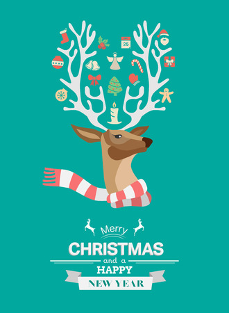 Digitally generated Festive reindeer with message のイラスト素材