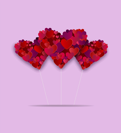 Digitally generated Valentines day with heart balloonsのイラスト素材