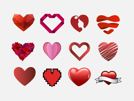 Digitally generated Valentines hearts on whiteのイラスト素材