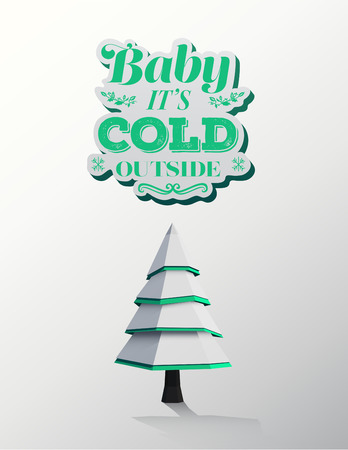Digitally generated Baby its cold outside vector with cute tree illustrationのイラスト素材