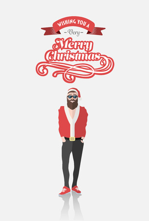 Digitally generated Hipster santa with christmas messageのイラスト素材