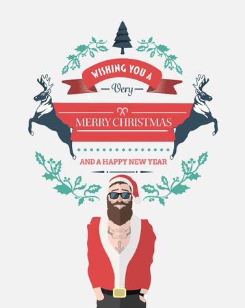 Digitally generated Hipster santa with christmas messageのイラスト素材