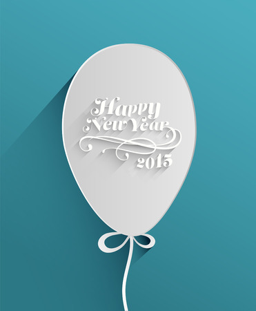 Digitally generated Happy new year message in balloonのイラスト素材