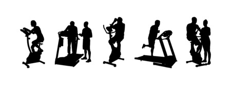 Digitally generated Silhouette of people working out vectorのイラスト素材