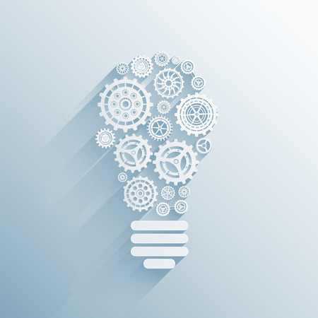 Digitally generated Light bulb made of cogs and wheels vectorのイラスト素材