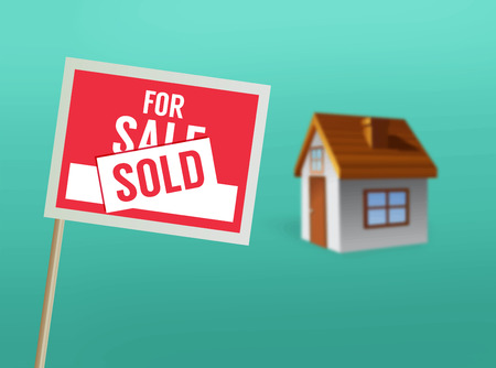 Digitally generated For sale sign and house vectorのイラスト素材