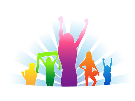 Digitally generated Cheering colourful fans vectorのイラスト素材