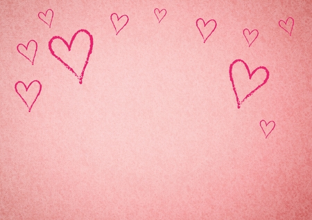 Conceptual image of hearts against pink backgroundの写真素材