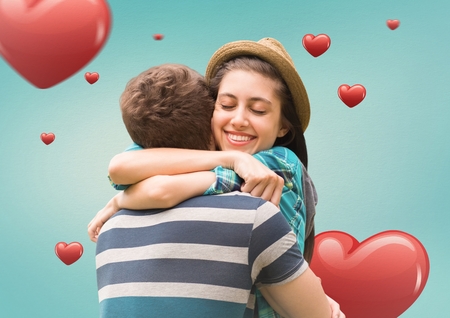 Composite image of couple embracing each otherの写真素材