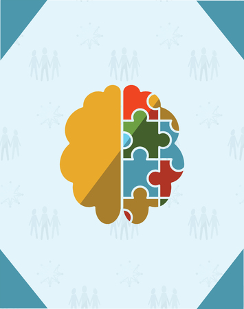 Vector of greeting card with puzzle brain symbolのイラスト素材