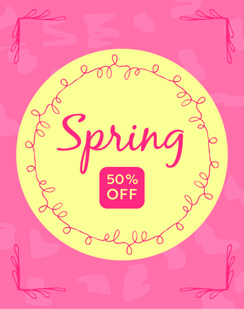 Vector of greeting card with spring 50% off messageのイラスト素材