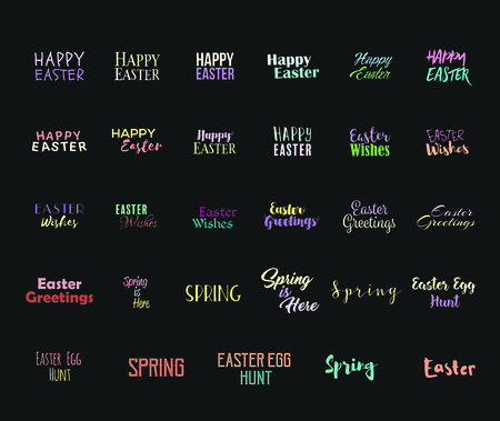 Vector icon set of easter and spring message against grey backgroundのイラスト素材
