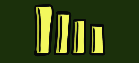 Vector icon of bar graph against green backgroundのイラスト素材