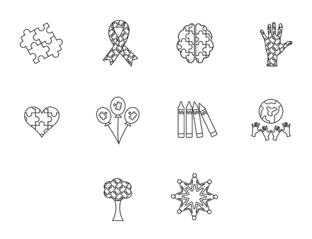 Vector icon set for awareness against white backgroundのイラスト素材