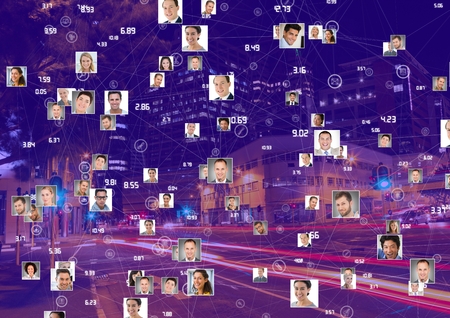 Digital composite of Night city with connectors