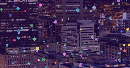 Digital composite of Night city with connectors