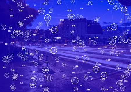 Digital composite of Night city with connectors
