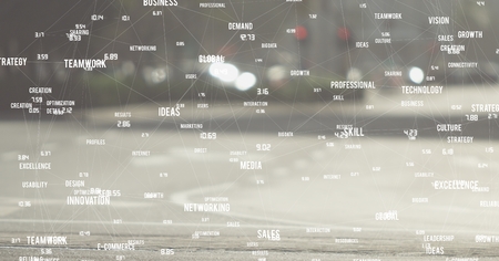 Digital composite of White network against blurry road