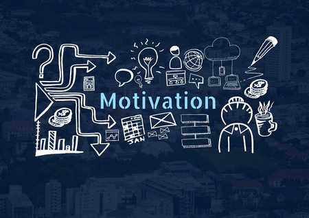 Digital composite of Motivation text with drawings graphicsの写真素材