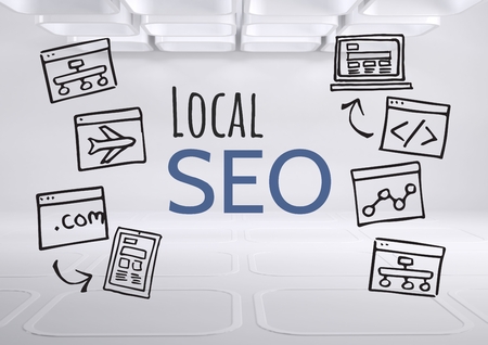 Digital composite of Local SEO text with drawings graphicsの写真素材