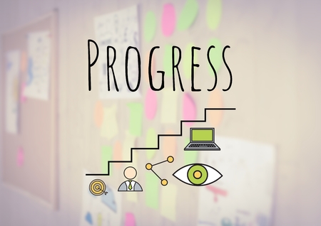 Digital composite of Progress text with drawings graphicsの写真素材