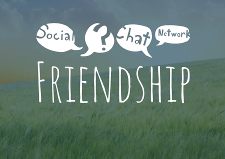 Digital composite of Friendship social media text with drawings graphics