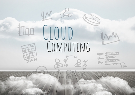 Digital composite of Cloud Computing text with drawings graphicsの写真素材