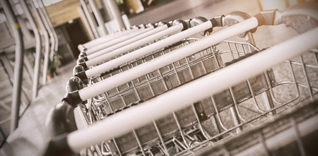 Trolleys at supermarketの写真素材