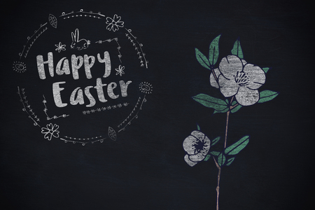 Happy Easter white logo against a black background against black backgroundの写真素材