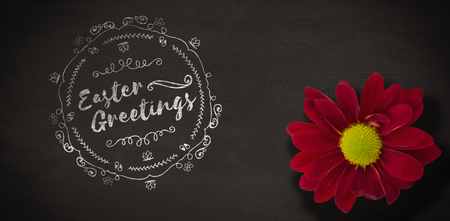 Happy Easter white logo against a black background against black backgroundの写真素材