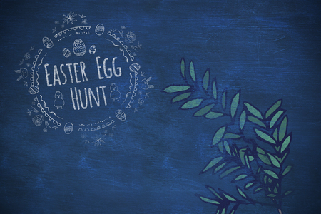 Easter Egg Hunt logo against a black background against blue backgroundの写真素材